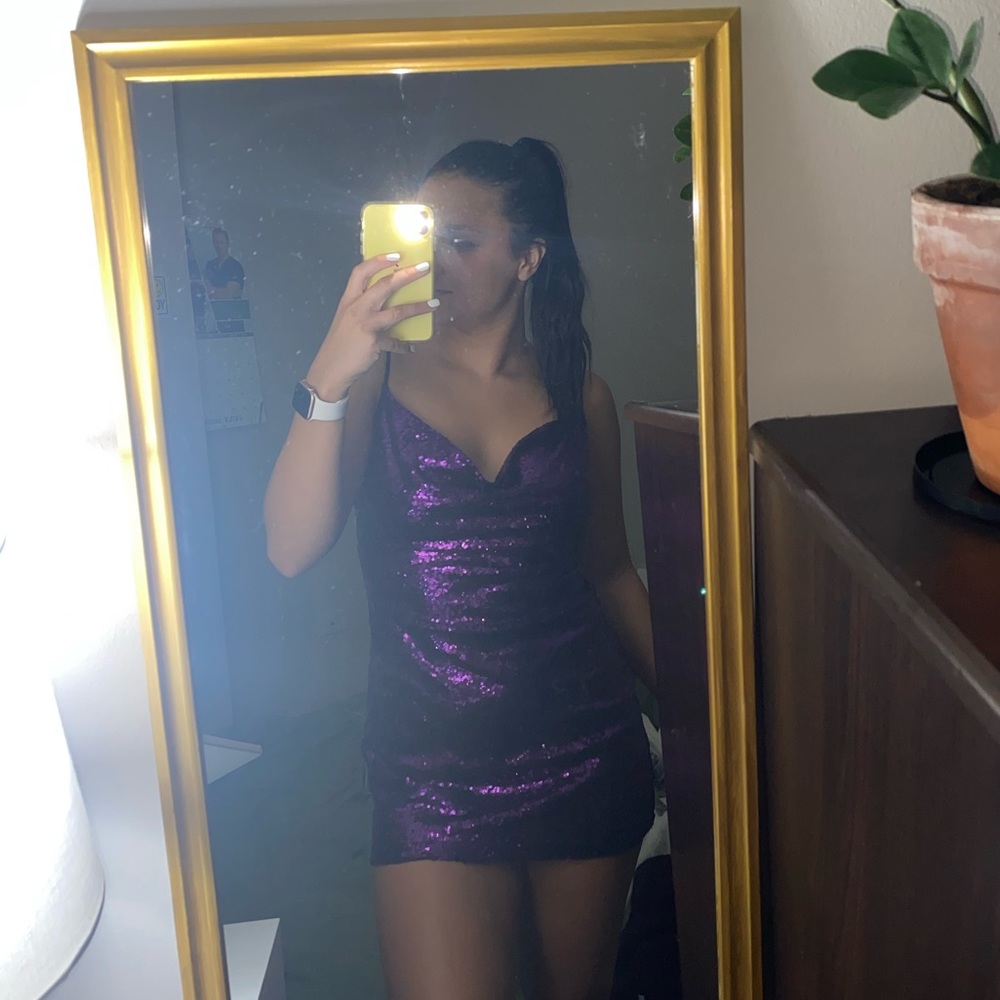 Marlene Sequin Slip Dress in Purple Lucy in the Sky